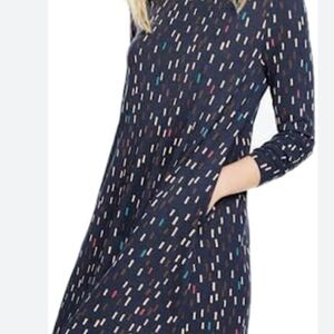 #1566 Boden Pocketed Swing Elegant Navy Patterned Dress Sz6L